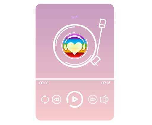 网页粉色渐变音乐播放器效果html源码 - SrcLab 源工坊